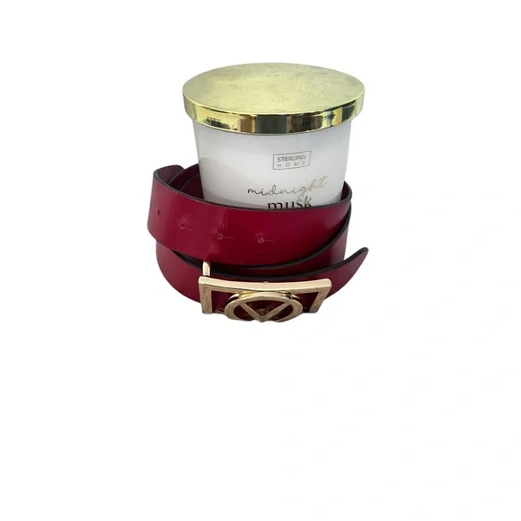 Valentino Gold Buckle Red Belt NWOT sz M display picture 3